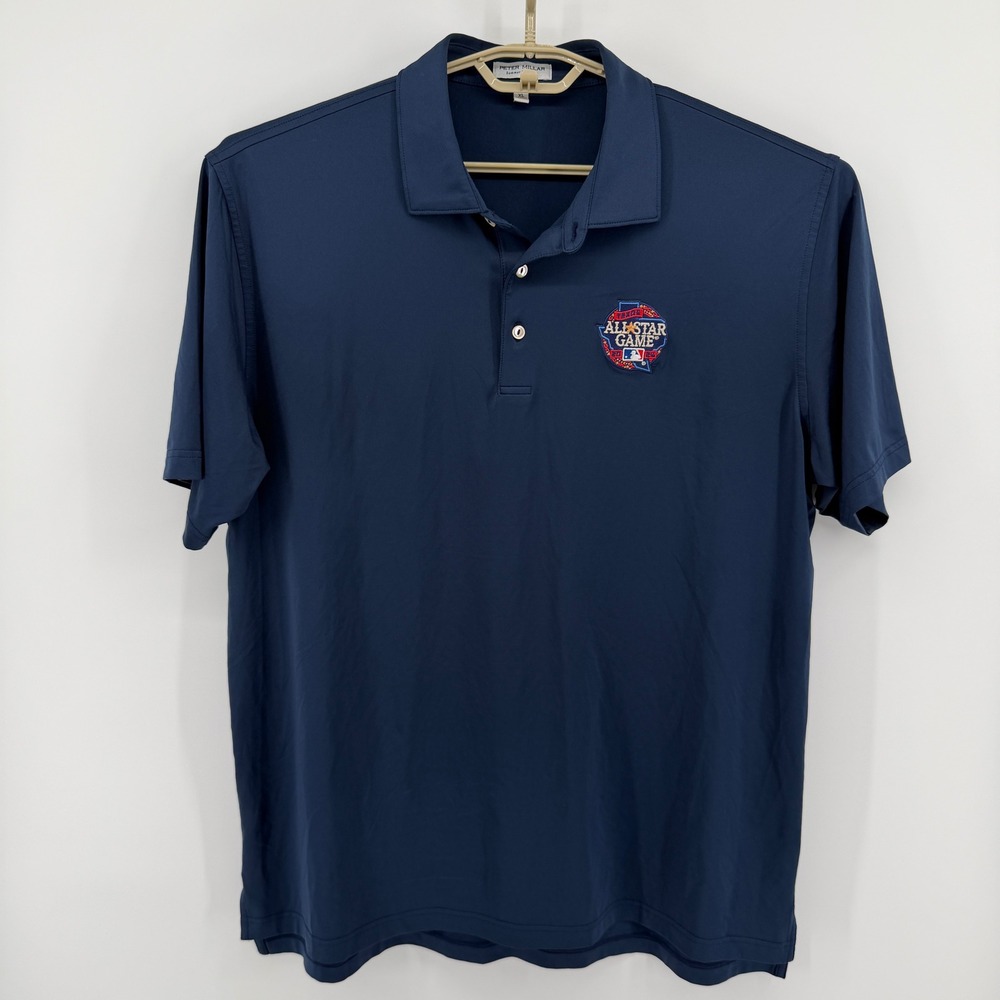 Peter Millar Mens XL Summer Comfort 2024 MLB All Star Game Texas Polo Shirt Navy